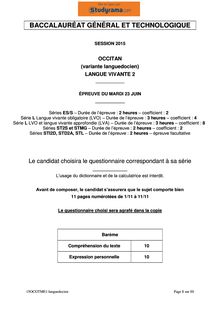 Sujet BAC 2015 Occitan Languedocien LV2