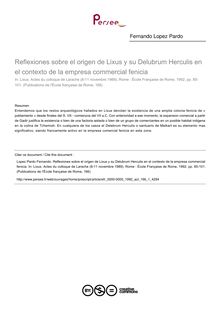 Reflexiones sobre el origen de Lixus y su Delubrum Herculis en el contexto de la empresa commercial fenicia - article ; n°1 ; vol.166, pg 85-101