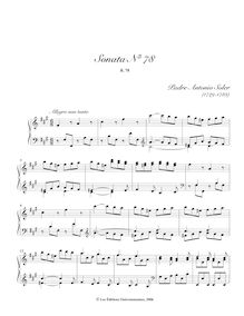 Partition Sonata R.78 en F♯ minor, clavier sonates R.71-80, Soler, Antonio