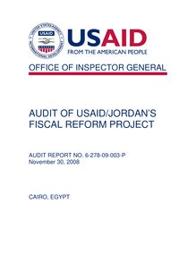 Audit of USAID Jordan’s Fiscal Reform Project