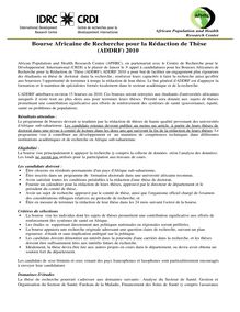 Bourse Africaine de Recherche pour la Rédaction de Thèse ...