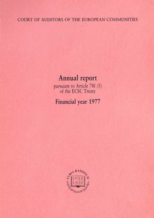 Annual report pursuant to Article 78f (5) of the ECSC-Treaty