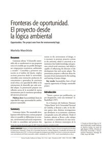 Fronteras de oportunidad.El proyecto desde la lógica ambientalOpportunities.  The project seen from the environmental logic