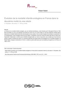Évolution de la mortalité infantile endogène en France dans la deuxième moitié du xixe siècle - article ; n°1 ; vol.25, pg 49-58