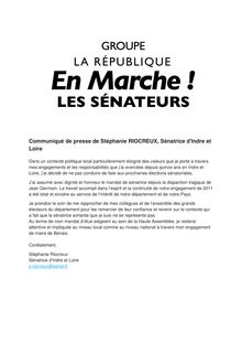 Communiqué de presse de Stéphanie RIOCREUX, Sénatrice d Indre et Loire 