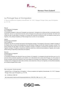 Le Portugal face à l immigration - article ; n°1 ; vol.12, pg 121-139