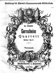Partition violoncelle, Piano quatuor No.1, Op.6, E♭ Major, Gernsheim, Friedrich