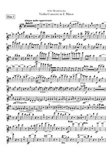 Partition flûte 1, 2, violon Concerto [No.2], E Minor, Mendelssohn, Felix