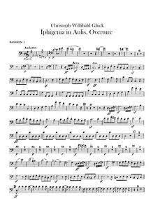 Partition basson 1, 2, 3, Iphigénie en Aulide, Tragédie opéra en trois actes