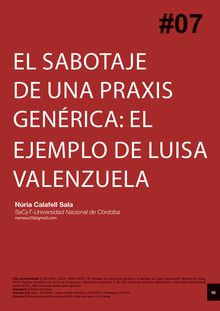 El sabotaje de una praxis genérica: el ejemplo de Luisa Valenzuela