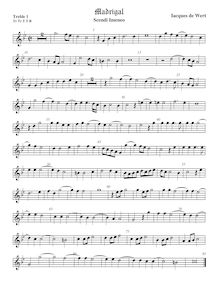 Partition viole de gambe aigue 1, madrigaux pour 5 voix, Wert, Giaches de par Giaches de Wert