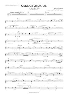 Partition E♭ Alto Saxophone 2, A Song pour Japan, Verhelst, Steven