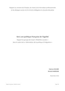 Rapport : Vers une politique française de l égalité