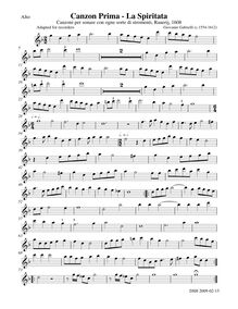 Partition Alto enregistrement , Canzon I  La Spiritata , from Canzoni per sonare con ogni sorte di stromenti