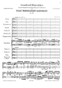 Partition complète, Serenade et Allegro giocoso, Op.43, Mendelssohn, Felix par Felix Mendelssohn
