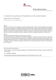 L impact de la politique d installation et de modernisation agricoles au Portugal - article ; n°1 ; vol.236, pg 53-61