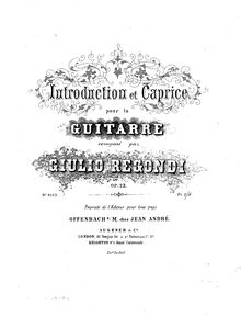 Partition complète, Introduction et Caprice, Regondi, Giulio