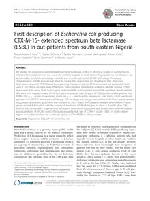 First description of Escherichia coli producing CTX-M-15- extended spectrum beta lactamase (ESBL) in out-patients from south eastern Nigeria