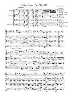 Partition , Maestoso. Allegro, corde quatuor No.12, Op.127, E♭ major