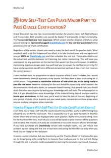 How Self-Test Can Plays Major Part to Pass Oracle Certification?