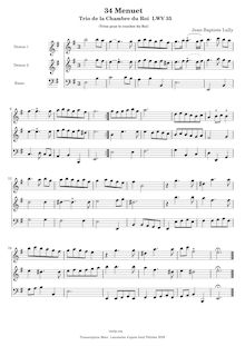 Partition 3, Menuet, Trios de la Chambre du Roi, Lully, Jean-Baptiste