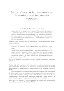 Evaluación de las Actitudes hacia las Matemáticas y el Rendimiento Académico (Evaluation of Attitudes Towards Mathematics and Academic Performance)