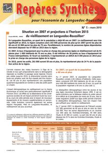 Situation en 2007 et projections à l horizon 2015 du vieillissement en Languedoc-Roussillon*