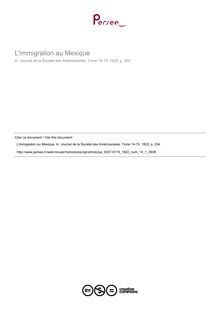 L immigralion au Mexique  ; n°1 ; vol.14, pg 234-234