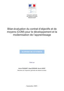 Bilan-évaluation du contrat d objectifs et de moyens (COM) pour le développement et la modernisation de l apprentissage - Rapport de synthèse