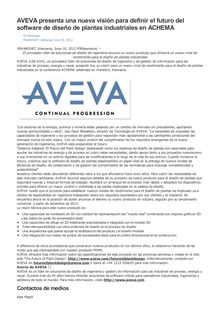 AVEVA presenta una nueva visión para definir el futuro del software de diseño de plantas industriales en ACHEMA