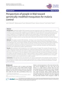 Perspectives of people in Mali toward genetically-modified mosquitoes for malaria control