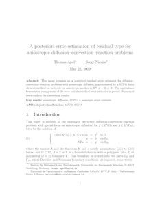 A posteriori error estimation of residual type for anisotropic diffusion–convection–reaction problems