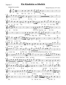 Partition Soprano 1 enregistrement  (chœur 1), Ein Kindelein so löbelich