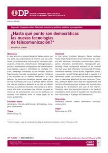 ¿Hasta qué punto son democráticas las nuevas tecnologías de telecomunicación? (How Democratic are the New Telecommunication Technologies?)