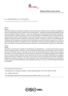 La créolisation en Guyane - article ; n°148 ; vol.37, pg 813-837