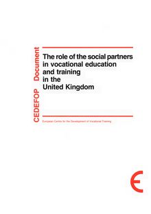 The role of the social partners in vocational education and training in the United Kingdom