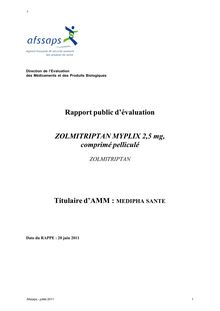 Zolmitriptan Myplix 2,5 mg, comprimé pelliculé