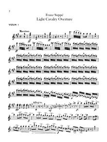 Partition violons I, II, Leichte Kavallerie, Light Cavalry, Suppé, Franz von