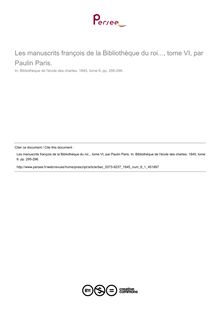 Les manuscrits françois de la Bibliothèque du roi..., tome VI, par Paulin Paris.  ; n°1 ; vol.6, pg 295-296