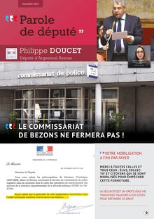 La lettre du député, Philippe Doucet, député d argenteuil-bezons : le commissariat de Bezons ne fermera pas ! 