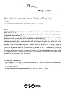 Une ville franche des comtes de Savoie au Moyen Age : Thonon. - article ; n°1 ; vol.131, pg 105-149