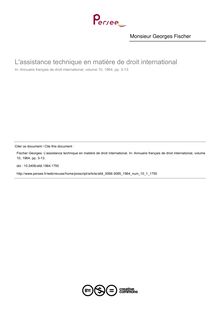 L assistance technique en matière de droit international - article ; n°1 ; vol.10, pg 3-13