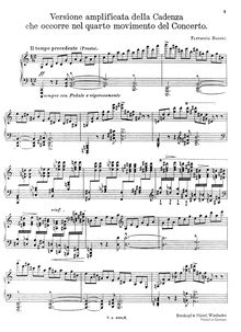 Partition Versione amplificata della Cadenza che occore nel quarto movimento del Concerto, Piano Concerto