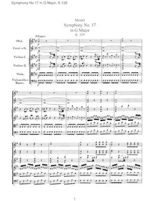 Partition complète, Symphony No.17, G major, Mozart, Wolfgang Amadeus