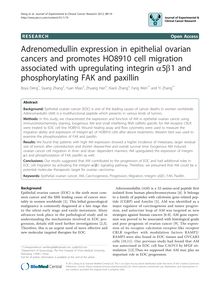 Adrenomedullin expression in epithelial ovarian cancers and promotes HO8910 cell migration associated with upregulating integrin α5β1 and phosphorylating FAK and paxillin