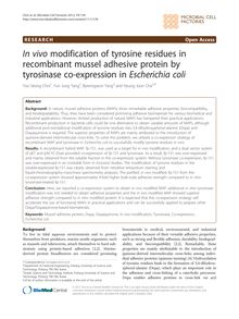 In vivo modification of tyrosine residues in recombinant mussel adhesive protein by tyrosinase co-expression in Escherichia coli