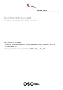 Conférence Marcel Mauss 2000 - article ; n°1 ; vol.70, pg 353-355