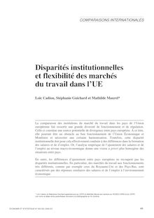 Disparités institutionnelles et flexibilité des marchés du travail dans l UE - article ; n°1 ; vol.332, pg 49-63