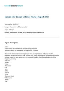 Europe New Energy Vehicles Market Report 2017