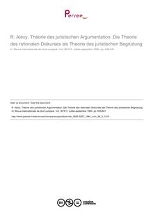 R. Alexy, Théorie des juristischen Argumentation. Die Theorie des rationalen Diskurses als Theorie des juristischen Begrüdung - note biblio ; n°3 ; vol.36, pg 639-641